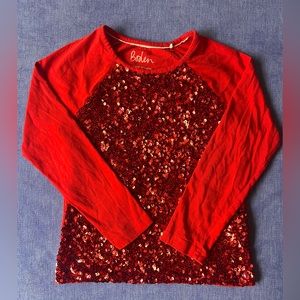 Mini Boden Red Sequins Shirt 7-8Y